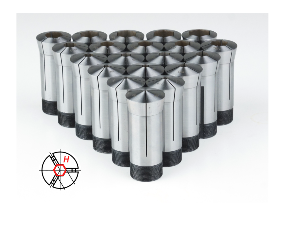 Набор цанг 5C из 20 штук шестигранного профиля 3-22 мм H: 3-22mm